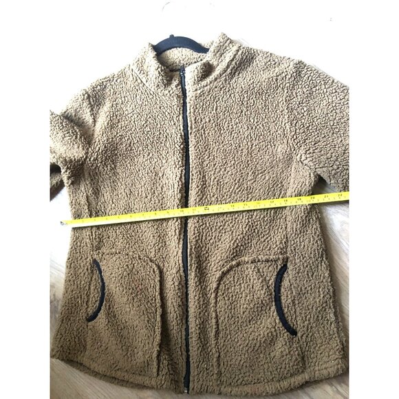 LEVEL 8-WOMENS BROWN COZY FULL ZIPUP CLOSURE SIDE POCKETS SHERPA SWEATER SIZE XL - Picture 4 of 6